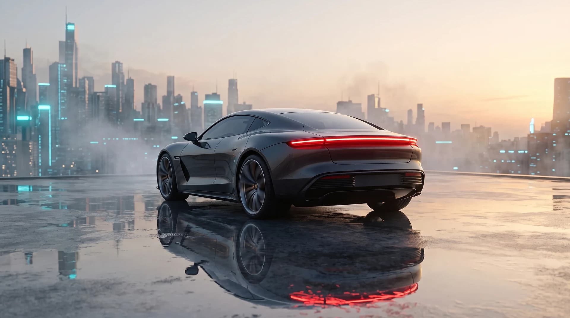 AERA One on a city rooftop at sunrise
