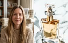 Image references: an AI-generated portrait of a woman and a perfume bottle